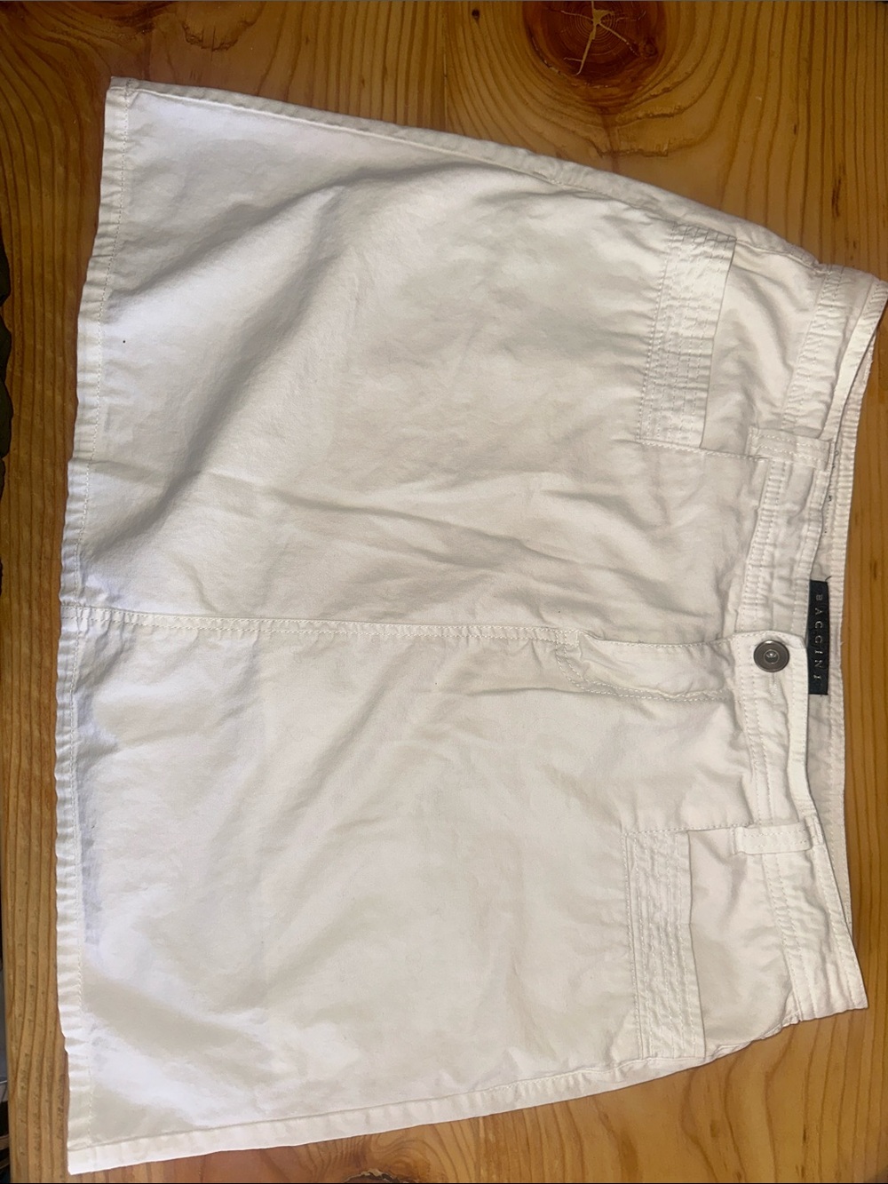 Baccini White Cotton Blend Mini Skirt